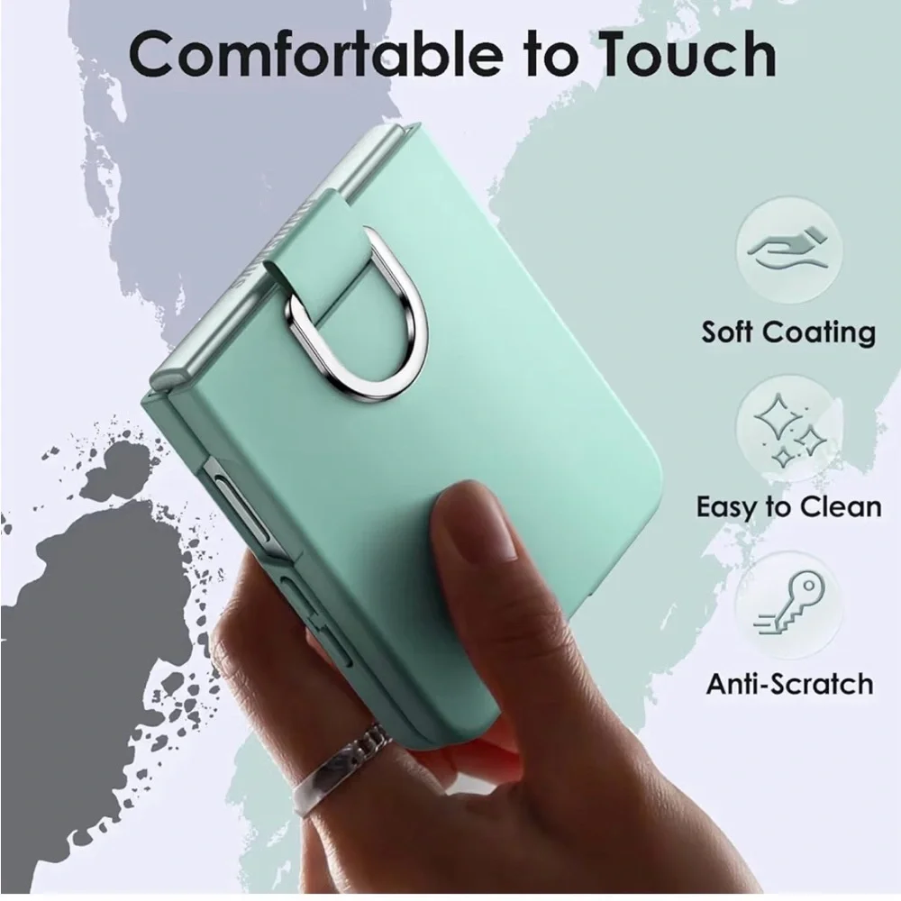 Samsung Galaxy Z Flip 7 Light Green Case with Ring Stand. New.